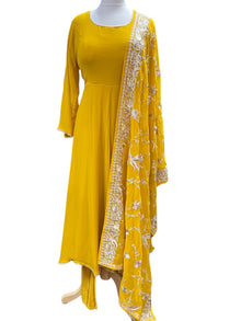  Georgette Anarkali with Embroidered Dupatta Mustard