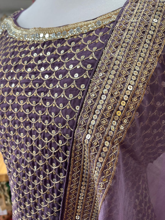 Sequin Gharara Suit Mauve