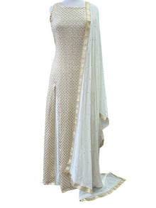  Sequin Straight Style Pajami Suit Ivory