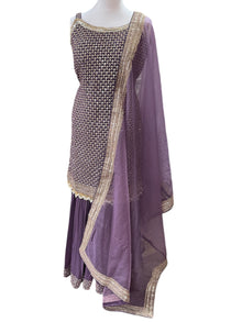  Sequin Gharara Suit Mauve