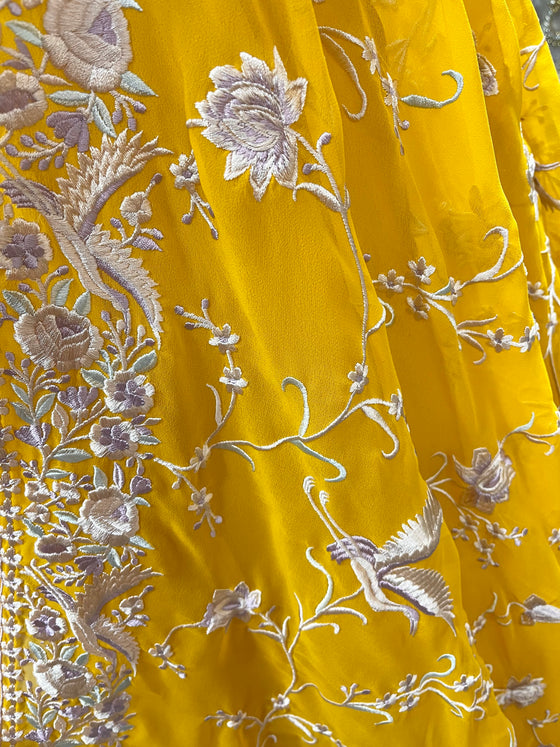 Georgette Anarkali with Embroidered Dupatta Mustard