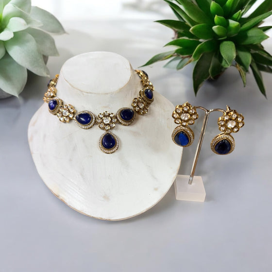 Royal Blue American Diamond Set