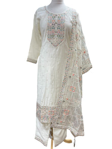  Ivory Trouser Suit with Embroidery