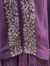 Embroidered Georgette Sharara Suit Plum