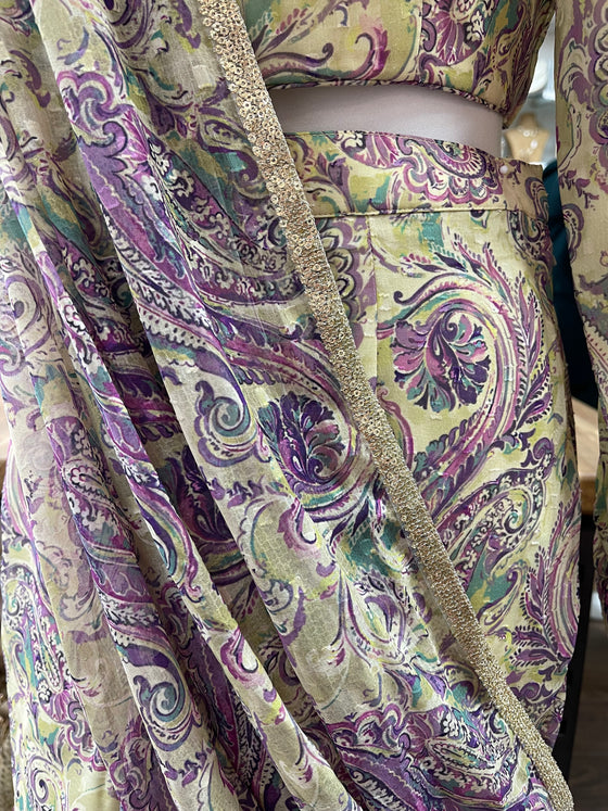 Printed Gararah with Pallu Lilac