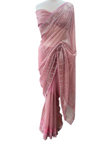  Pink Embroidered Net Sari