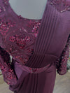 Pre-Pleated Sari Gown with Embellished Blouse Maroon