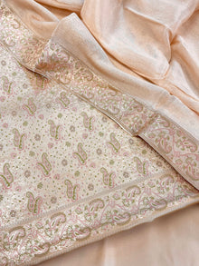  Brocade Silk Unstitched Suit Soft Peach