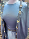 Satin Dhoti Set with Jacket Silver Grey