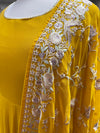 Georgette Anarkali with Embroidered Dupatta Mustard