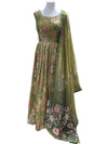 Printed Tissue Silk Gown Green