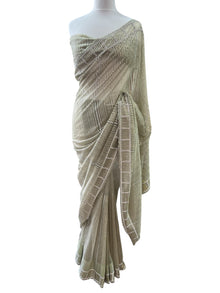  Sage Embroidered Net Sari