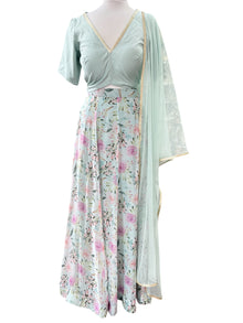  Masuri Printed Chiffon Lengha Blue