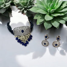  Navy Royal Blue Choker Set