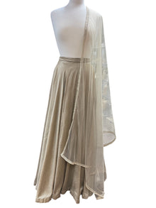  Silk Skirt with Net Dupatta Taupe