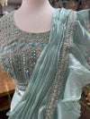 Pre Pleated Organza Tissue Sari Sea Green