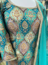 Brocade Silk Pajami Suit Teal