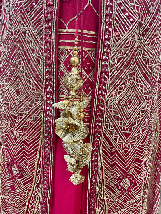 Gotta Embroidered Sharara Suit Pink