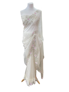  Sophia Organza Sari Ivory