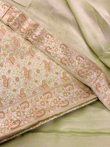  Brocade Silk Unstitched Suit Sage