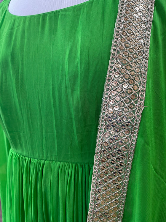 Organza Anarkali Green