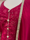 Embroidered Jacket Suit Hot Pink