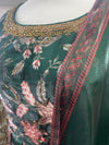 Printed Tissue Silk Gown Dark Green