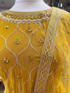 Gotta Embroidered Sharara Suit with Jacket Mustard