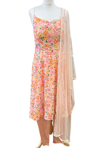  Printed Georgette Anarkali Peach