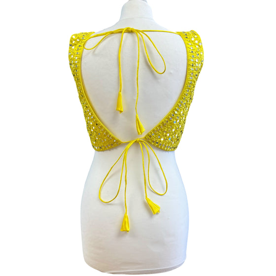 Yellow Mirror Work Blouse