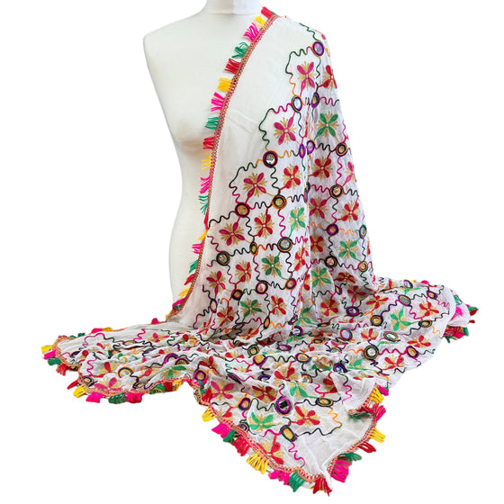 Multi Coloured Thread Embroidered Dupatta