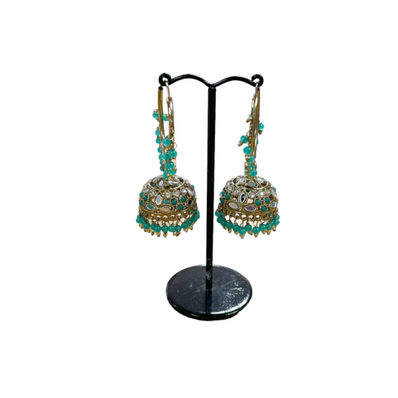 Green Chumki Earrings