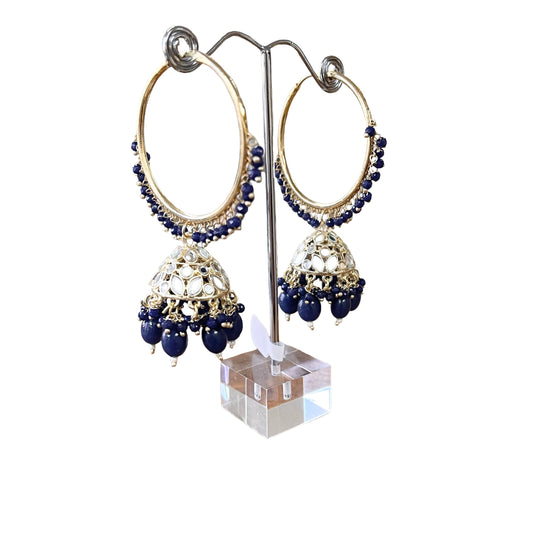 Navy Mirror Bali Earrings